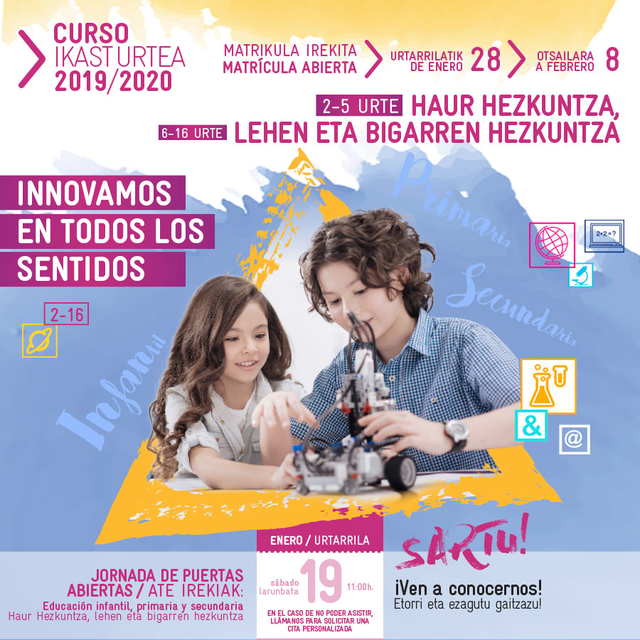 Matrícula curso 2019-2020 Matriculación en Infantil, Primaria y Secundaria