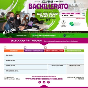 Hoja inscripción Bachillerato - Madre de Dios Ikastetxea